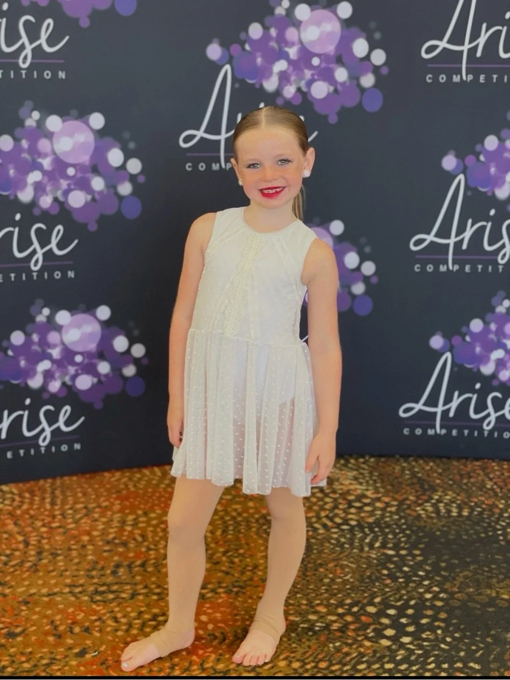 Weissman White Lace & Dot Tulle Dance Dress. Contemporary
